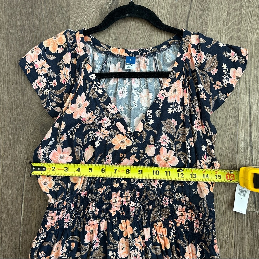 Old Navy Navy Floral Midi Dress with Blush Flowers - Picture 13 of 14